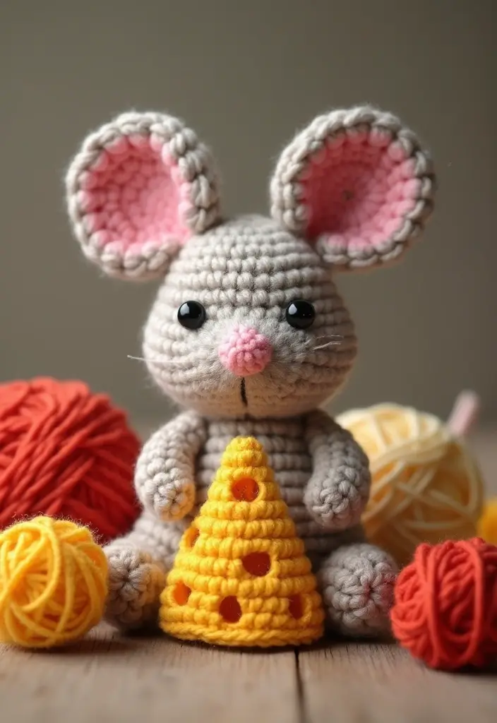 28 Patrones de Crochet de Animales Tiernos para Regalar o Decorar - 13. Ratón de Ganchillo