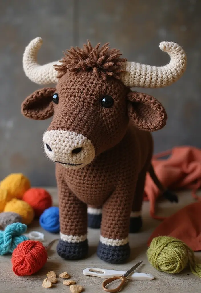 28 Patrones de Crochet de Animales Tiernos para Regalar o Decorar - 23. Búfalo de Ganchillo
