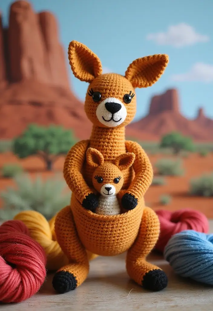 28 Patrones de Crochet de Animales Tiernos para Regalar o Decorar - 24. Canguro de Ganchillo