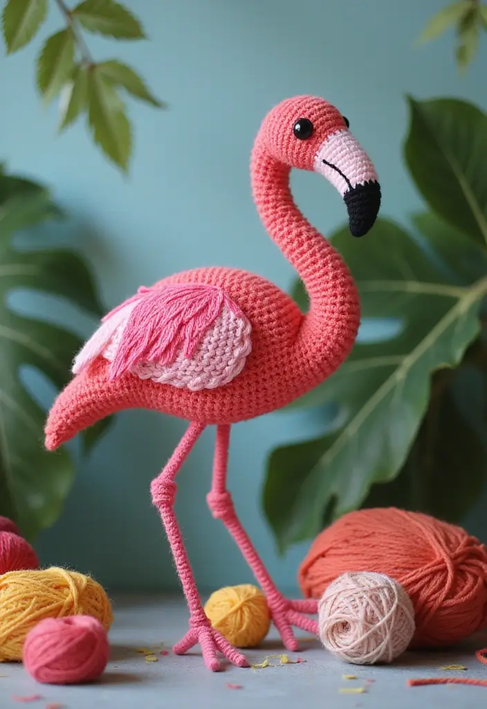28 Patrones de Crochet de Animales Tiernos para Regalar o Decorar - 27. Flamenco de Ganchillo