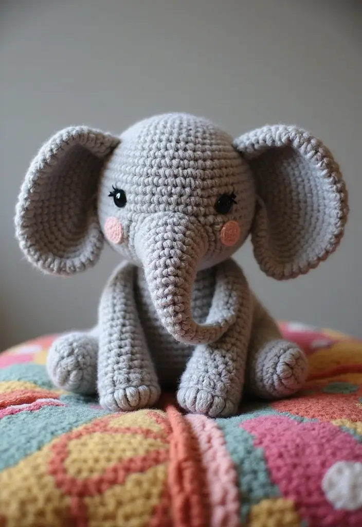 28 Patrones de Crochet de Animales Tiernos para Regalar o Decorar - 5. Elefante de Ganchillo