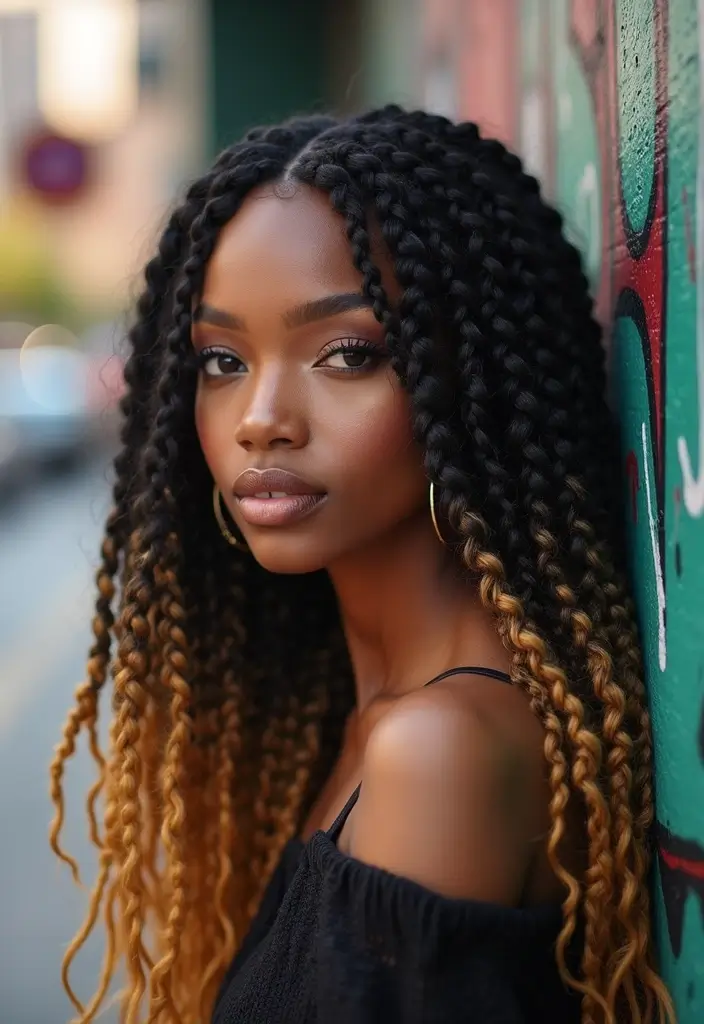 28 Trending Crochet Hairstyles for Black Women You’ll Love to Try - 1. Classic Black Crochet Braids with Ombré Highlights