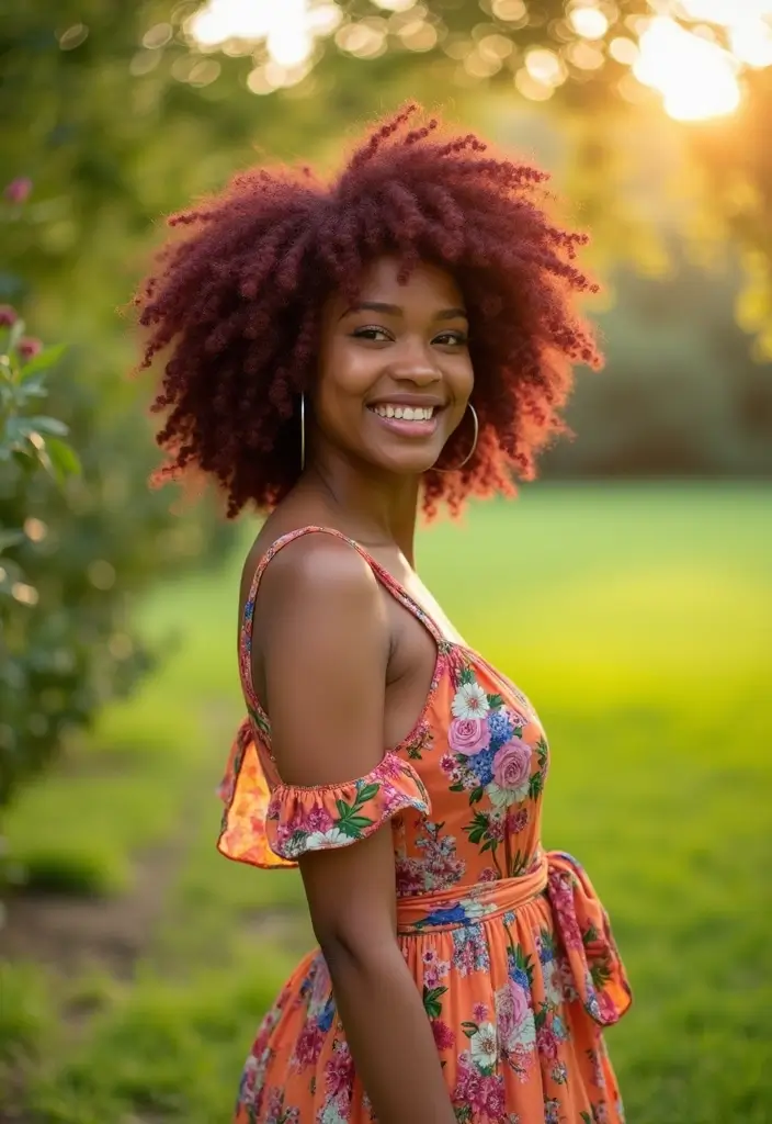 28 Trending Crochet Hairstyles for Black Women You’ll Love to Try - 2. Bold Burgundy Crochet Curls
