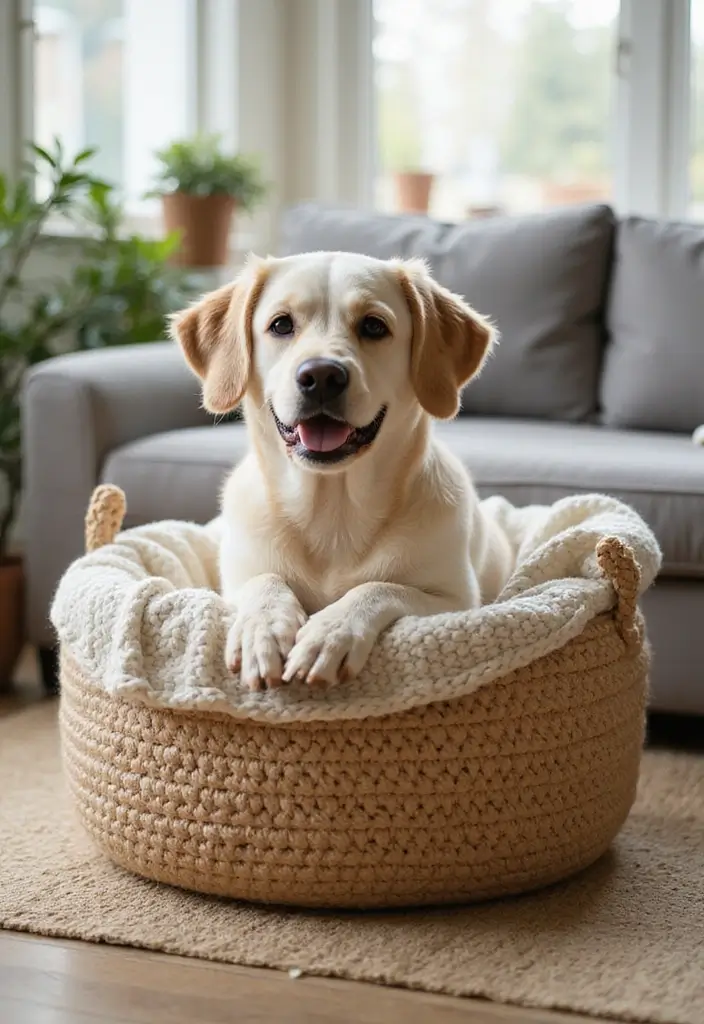 28 Tutoriel de Panier en Crochet Simple et Élégant à Faire Soi-Même - 12. Panier en Crochet pour Animaux