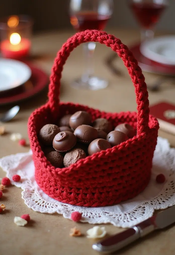 28 Tutoriel de Panier en Crochet Simple et Élégant à Faire Soi-Même - 16. Panier en Crochet Forme de Coeur