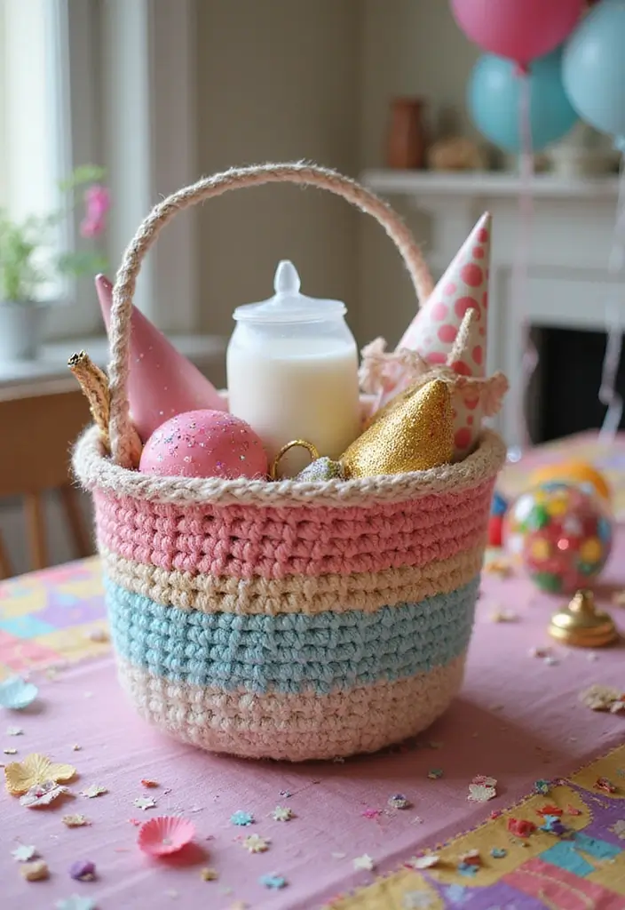 28 Tutoriel de Panier en Crochet Simple et Élégant à Faire Soi-Même - 18. Panier en Crochet à Paillettes
