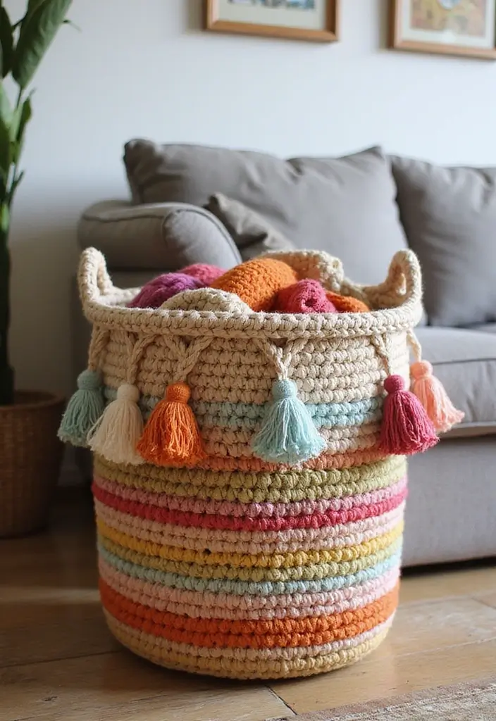28 Tutoriel de Panier en Crochet Simple et Élégant à Faire Soi-Même - 20. Panier en Crochet Boho