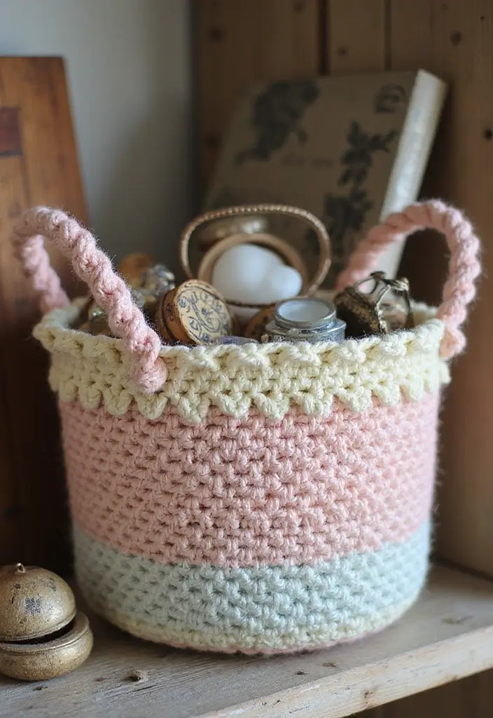 28 Tutoriel de Panier en Crochet Simple et Élégant à Faire Soi-Même - 22. Panier en Crochet Vintage