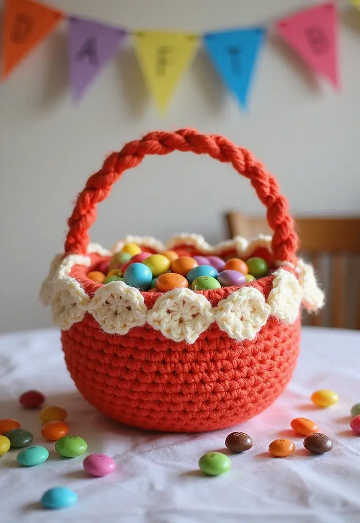 28 Tutoriel de Panier en Crochet Simple et Élégant à Faire Soi-Même - 25. Panier en Crochet pour Célébration