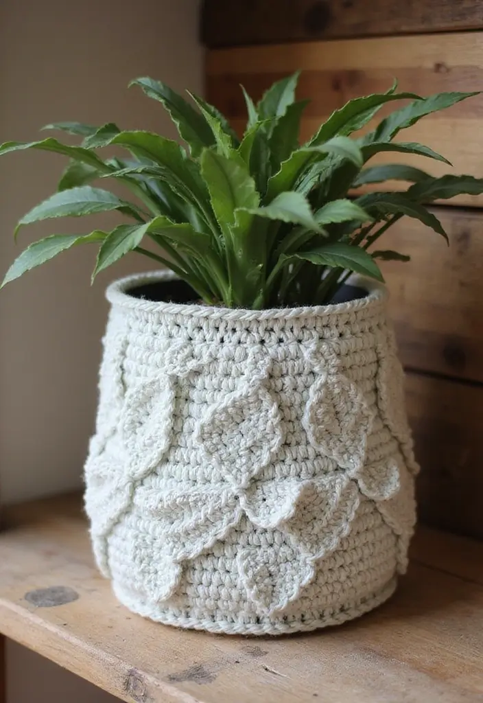 28 Tutoriel de Panier en Crochet Simple et Élégant à Faire Soi-Même - 5. Panier en Crochet Motif Feuille