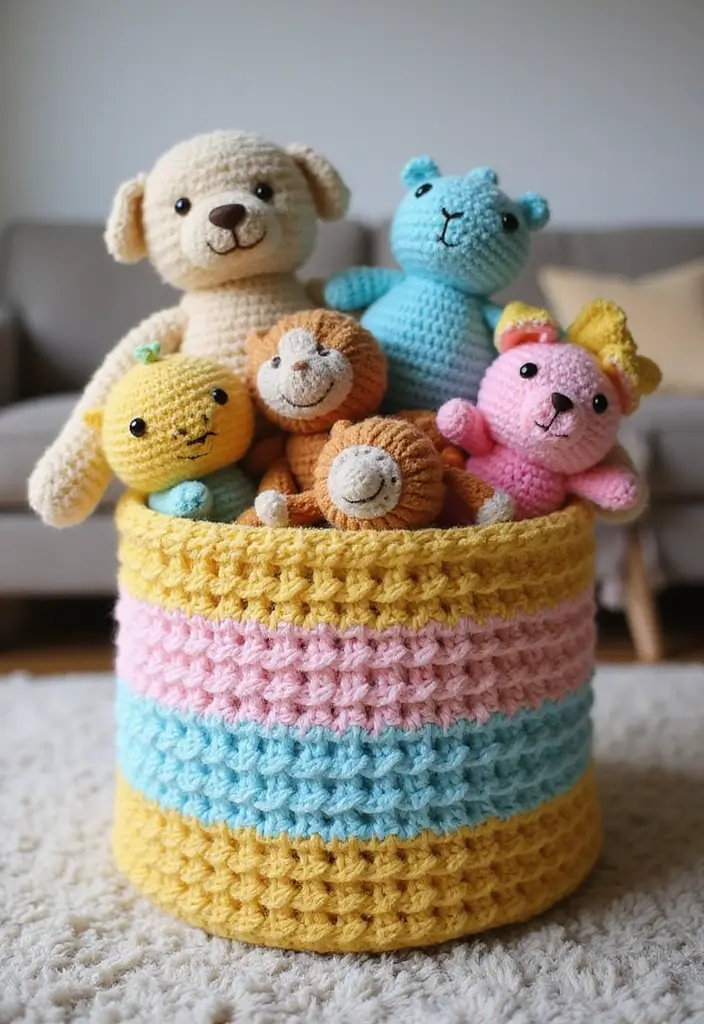 28 Tutoriel de Panier en Crochet Simple et Élégant à Faire Soi-Même - 6. Panier en Crochet Multi-Niveaux