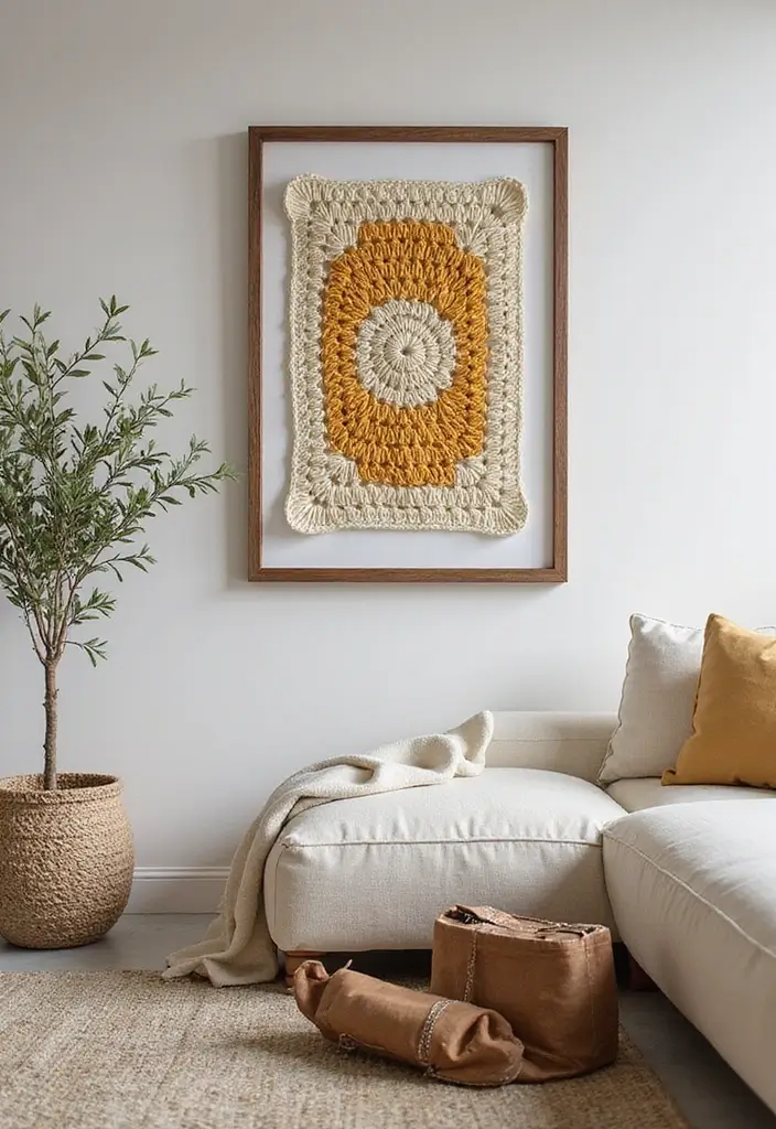 29 Colorful Granny Square Crochet Pattern Diagrams for Your Home Decor - 17. Granny Square Wall Art