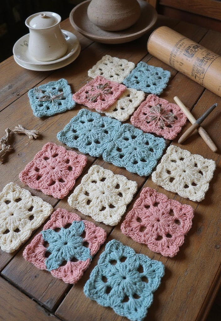 29 Colorful Granny Square Crochet Pattern Diagrams for Your Home Decor - 8. Vintage Granny Square