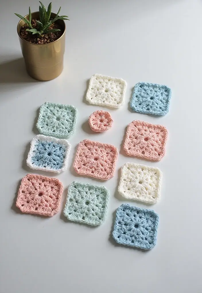 29 Colorful Granny Square Crochet Pattern Diagrams for Your Home Decor - 9. Minimalist Granny Square