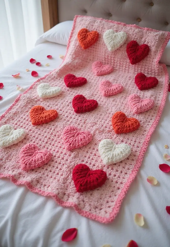 29 Crochet Baby Blanket Free Pattern Ideas for Every Season - 17. Sweetheart Heart Blanket