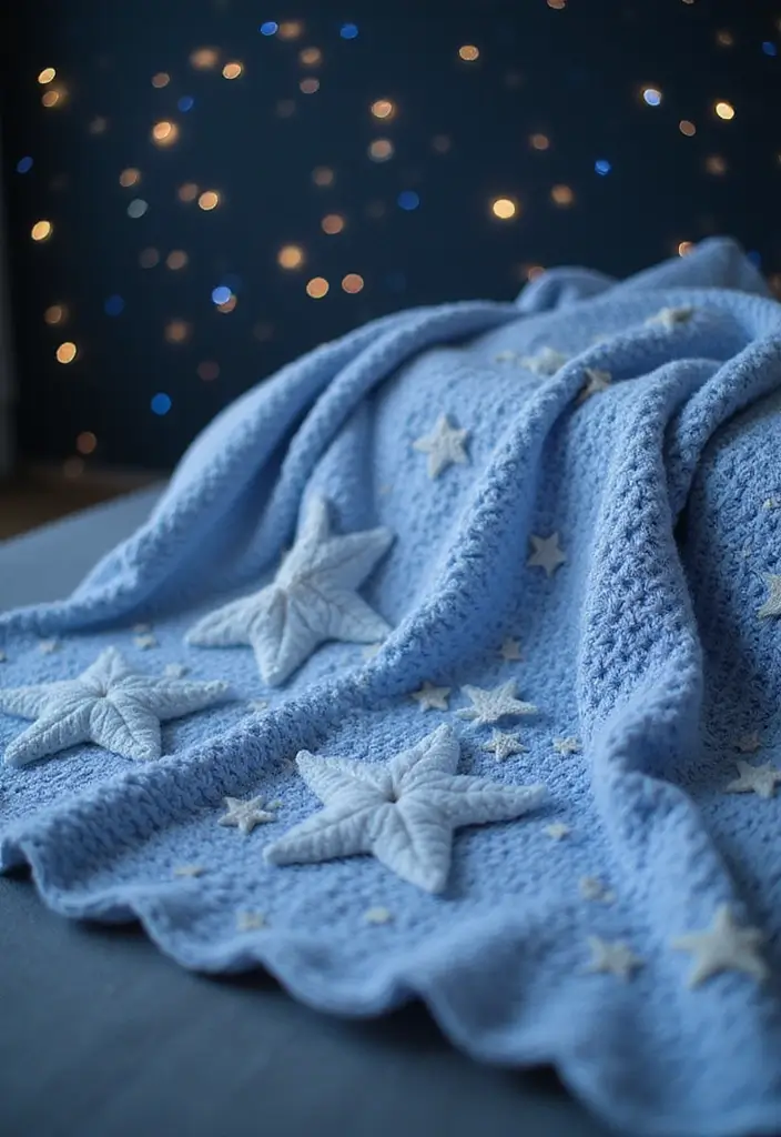 29 Crochet Baby Blanket Free Pattern Ideas for Every Season - 19. Twinkling Star Blanket