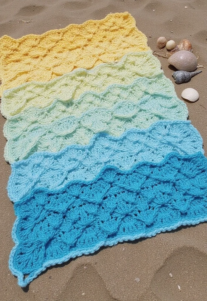 29 Crochet Baby Blanket Free Pattern Ideas for Every Season - 2. Beachy Waves Summer Blanket