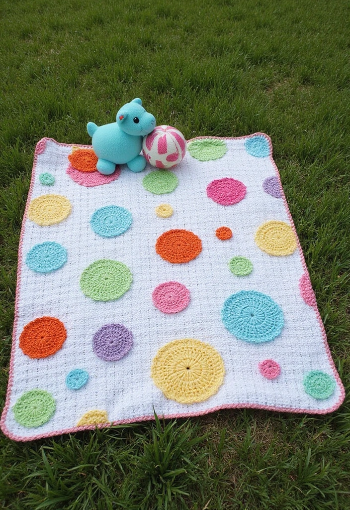 29 Crochet Baby Blanket Free Pattern Ideas for Every Season - 8. Playful Polka Dots Blanket