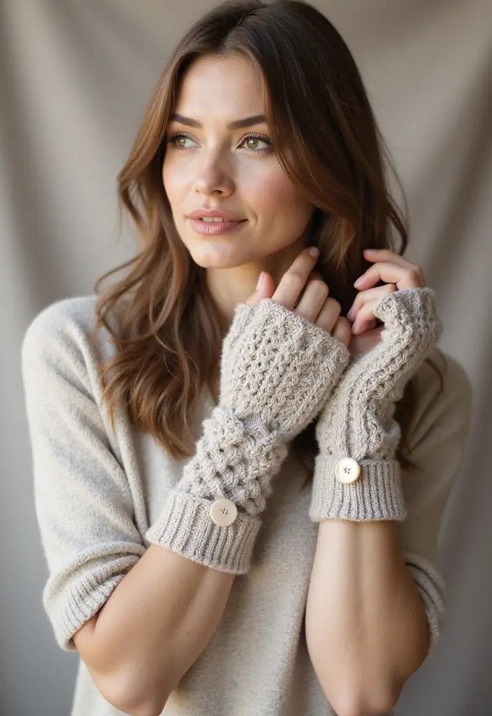 29 Crochet Fingerless Gloves Free Patterns: Cozy and Stylish - 14. Elegant Fingerless Mittens with Button Closure