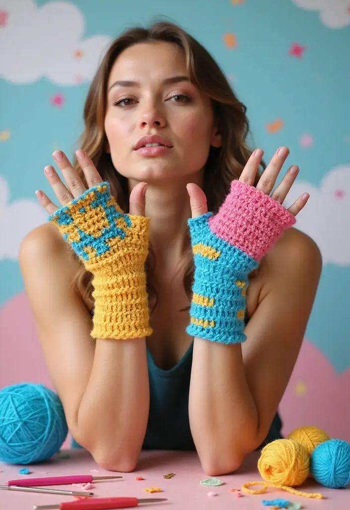 29 Crochet Fingerless Gloves Free Patterns: Cozy and Stylish - 18. Fun Animal Print Mitts