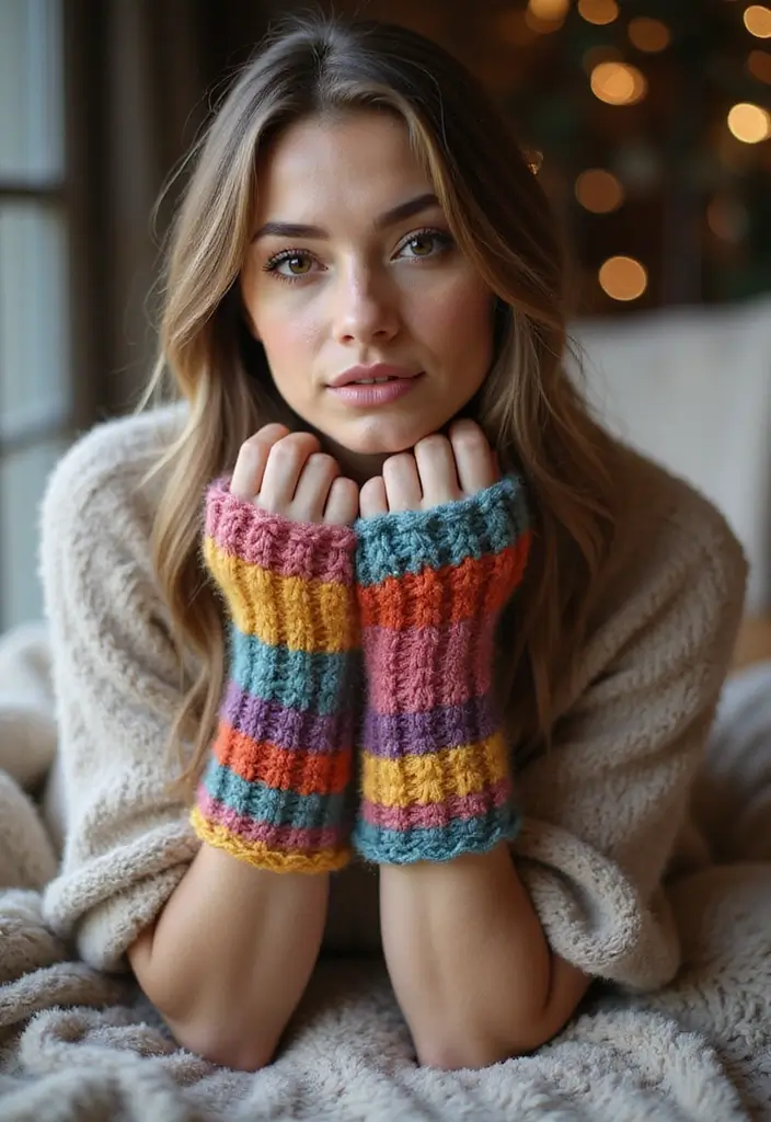 29 Crochet Fingerless Gloves Free Patterns: Cozy and Stylish - 29. Chunky Knit Inspired Gloves