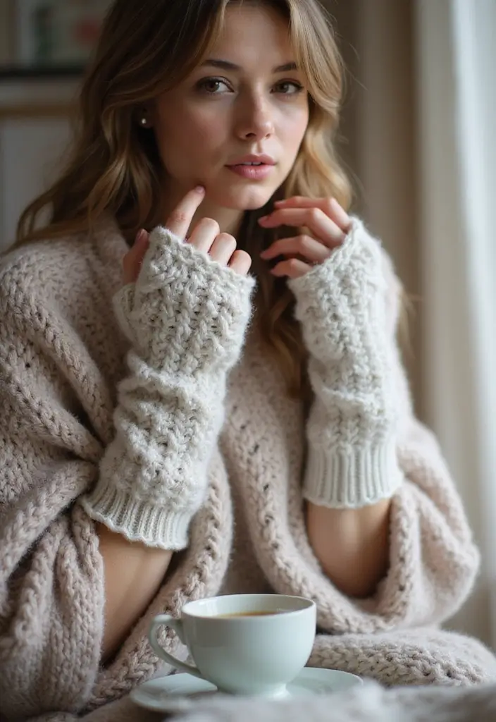29 Crochet Fingerless Gloves Free Patterns: Cozy and Stylish - 5. Fluffy Cloud Mitts