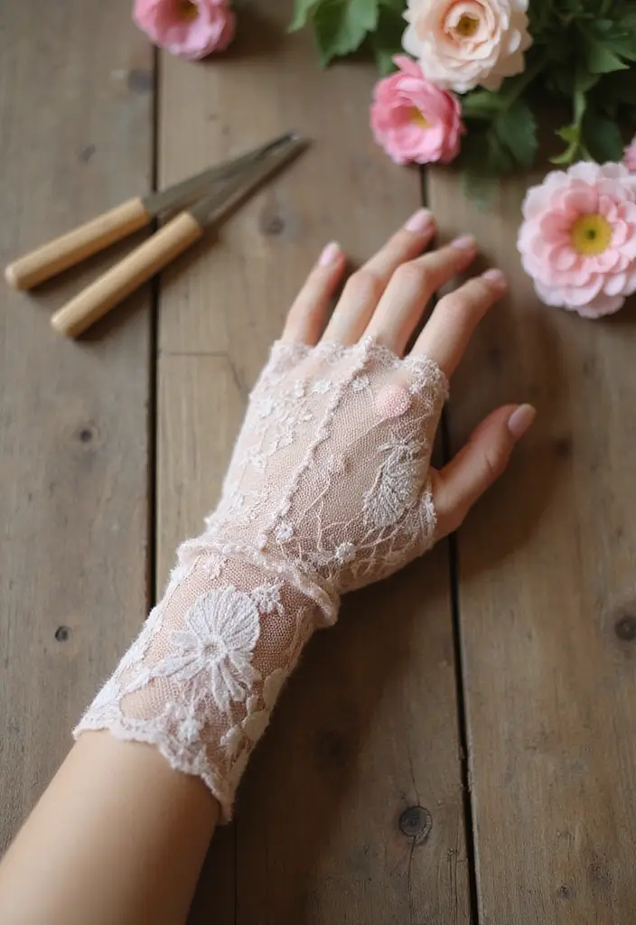 29 Crochet Fingerless Gloves Free Patterns: Cozy and Stylish - 6. Lace Accented Gloves