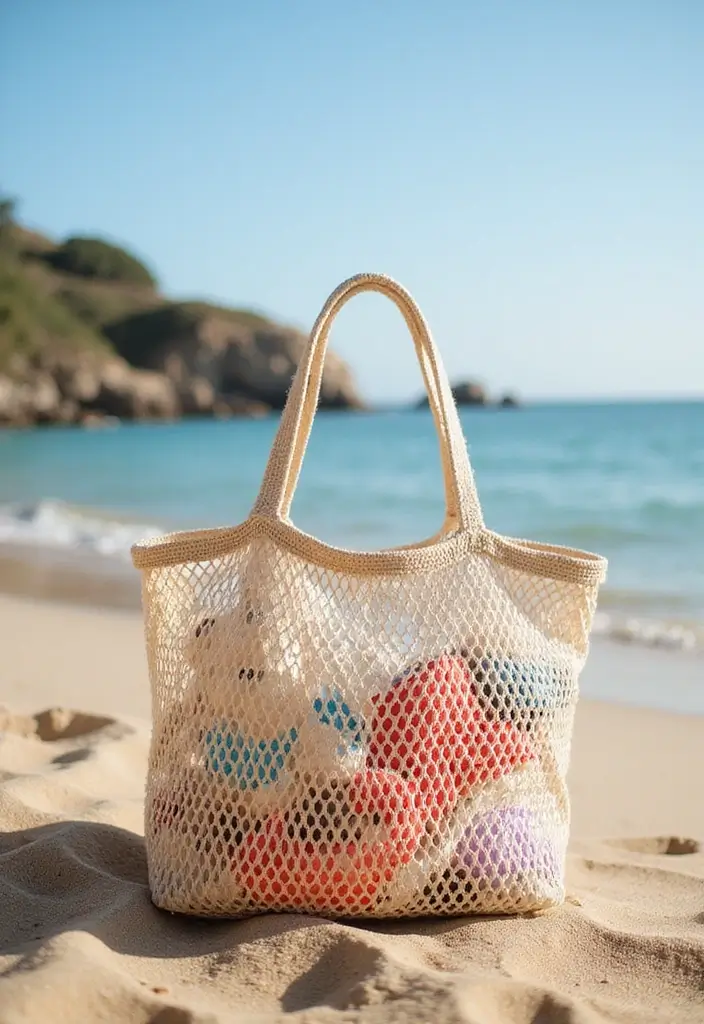 29 Crochet Tote Bags Free Patterns Perfect for Everyday Use - 11. Simple Mesh Tote