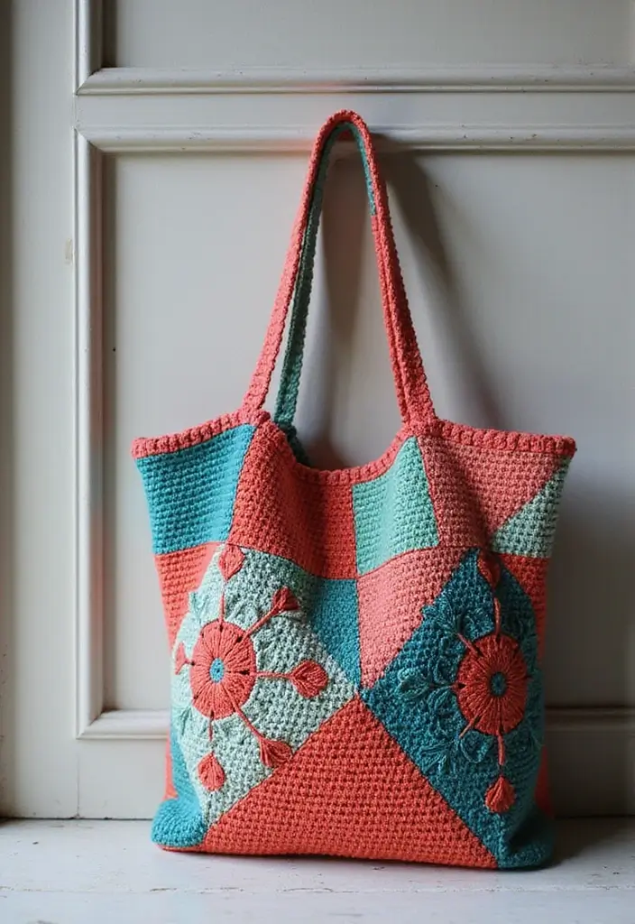 29 Crochet Tote Bags Free Patterns Perfect for Everyday Use - 16. Geometric Design Tote