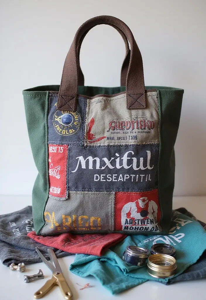 29 Crochet Tote Bags Free Patterns Perfect for Everyday Use - 29. Upcycled T-shirt Tote