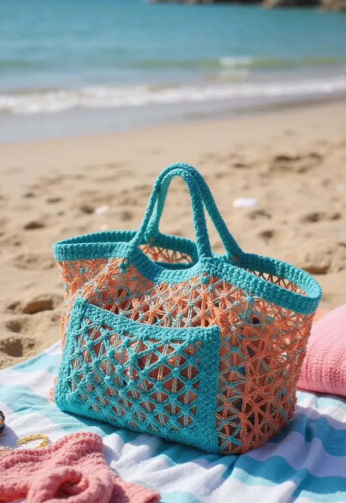 29 Crochet Tote Bags Free Patterns Perfect for Everyday Use - 3. Foldable Beach Tote
