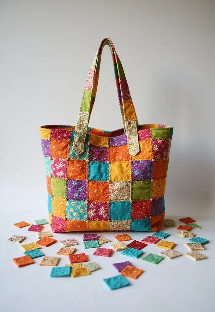 29 Crochet Tote Bags Free Patterns Perfect for Everyday Use - 6. Colorful Patchwork Tote