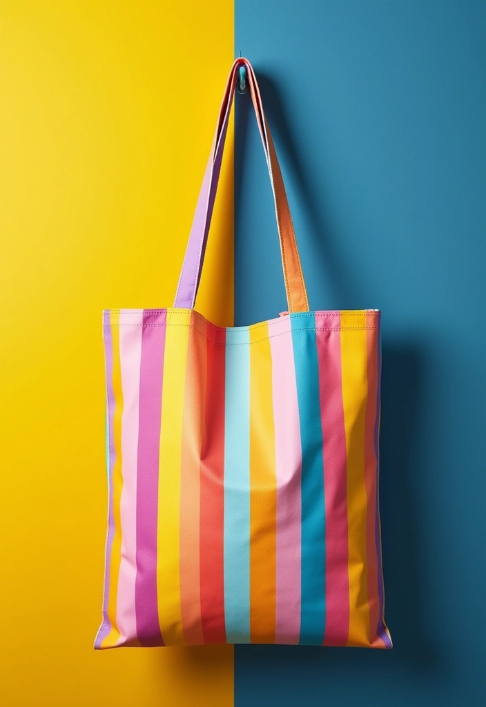 29 Crochet Tote Bags Free Patterns Perfect for Everyday Use - 8. Vertical Striped Tote