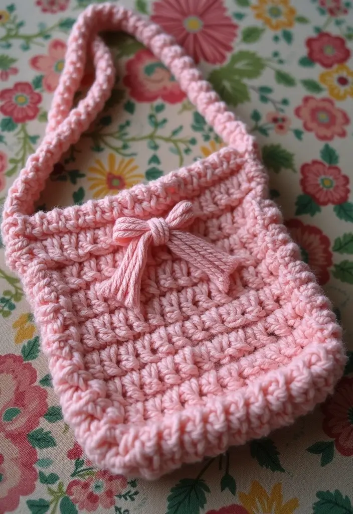 30 Bolsos Crochet Patrones Paso a Paso que Puedes Tejer Fácilmente - 19. Bolso de Crochet con Detalles de Cinta