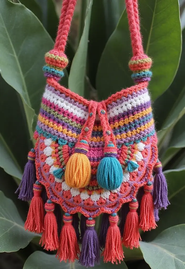 30 Bolsos Crochet Patrones Paso a Paso que Puedes Tejer Fácilmente - 2. Bolso de Hombro Bohemio