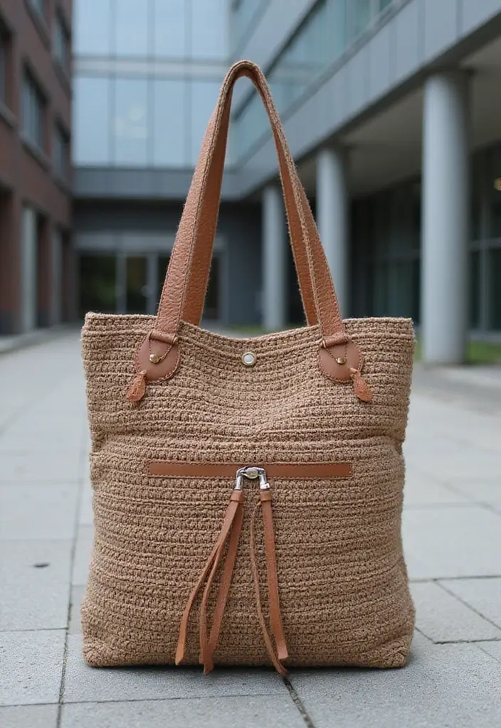 30 Bolsos Crochet Patrones Paso a Paso que Puedes Tejer Fácilmente - 20. Bolso de Crochet de Cuero Sintético