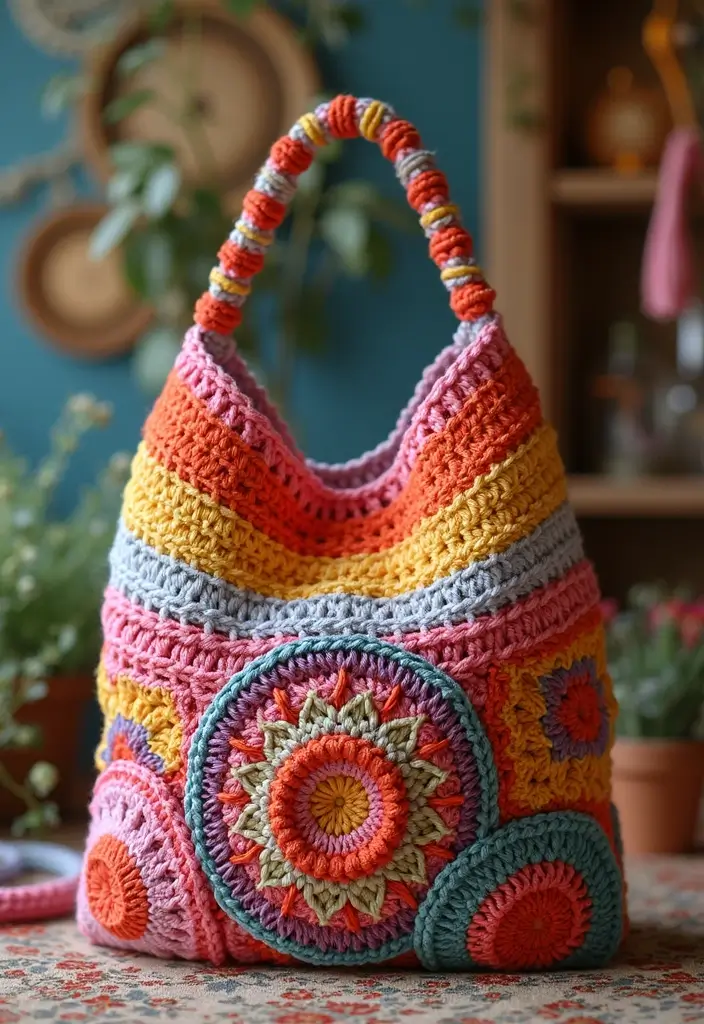 30 Bolsos Crochet Patrones Paso a Paso que Puedes Tejer Fácilmente - 23. Bolso de Crochet en Capas