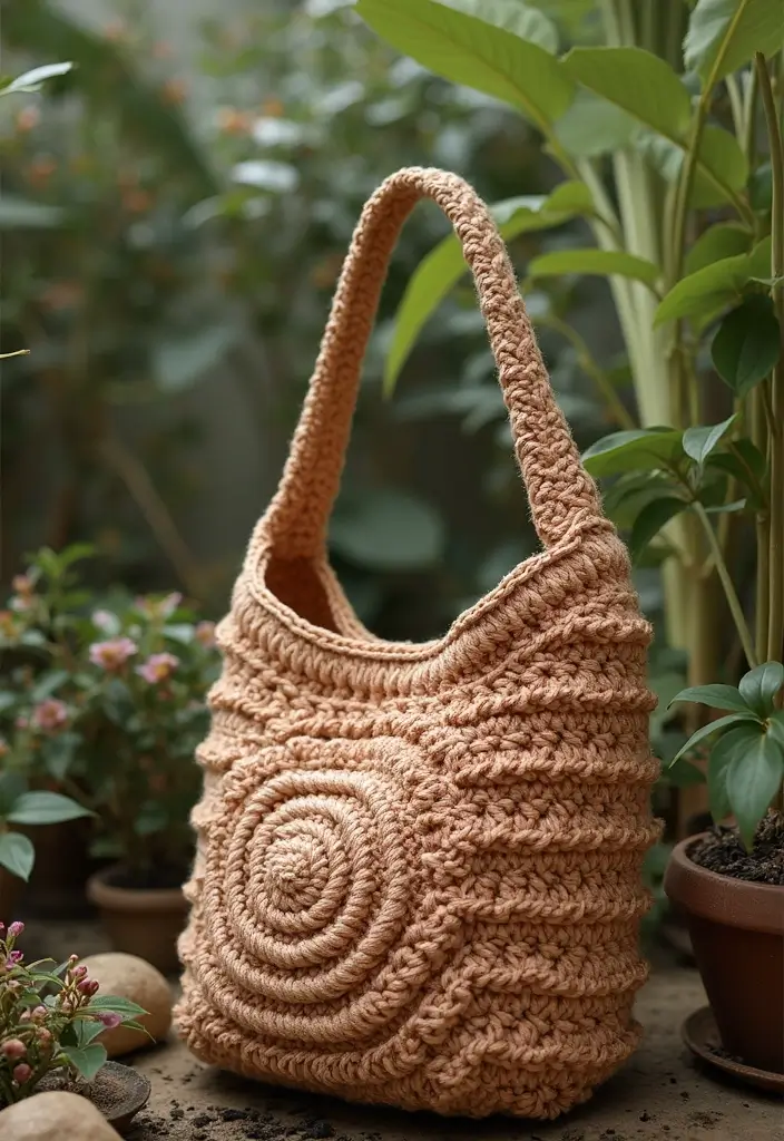 30 Bolsos Crochet Patrones Paso a Paso que Puedes Tejer Fácilmente - 24. Bolso de Crochet Rústico