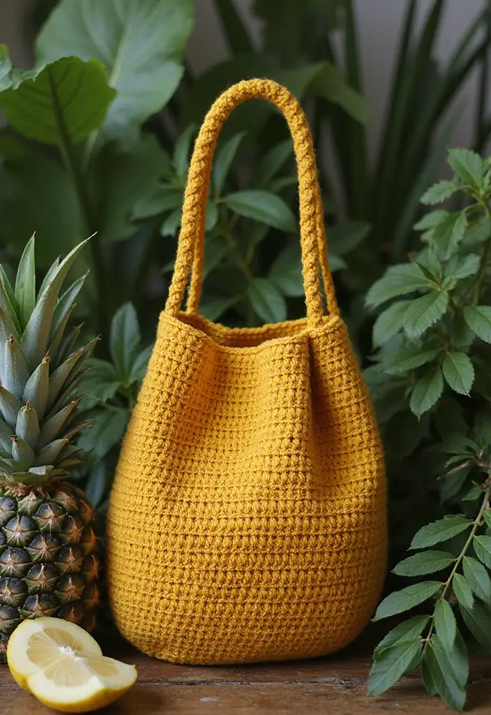 30 Bolsos Crochet Patrones Paso a Paso que Puedes Tejer Fácilmente - 25. Bolso de Piel de Piña