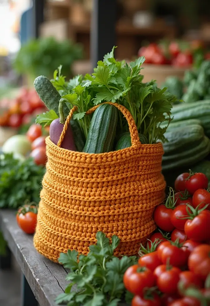 30 Bolsos Crochet Patrones Paso a Paso que Puedes Tejer Fácilmente - 26. Bolso de Crochet para Verduras
