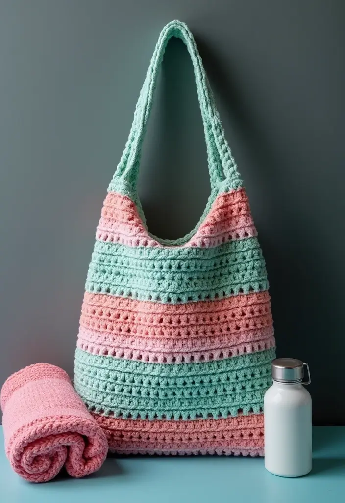 30 Bolsos Crochet Patrones Paso a Paso que Puedes Tejer Fácilmente - 29. Bolso de Crochet para el Gimnasio