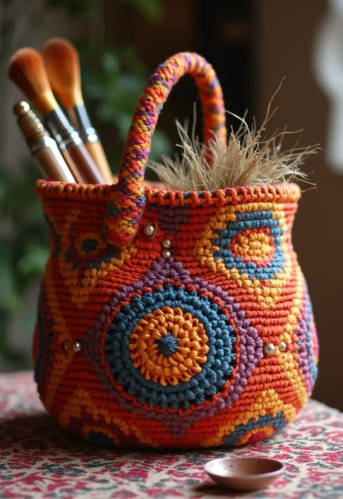 30 Bolsos Crochet Patrones Paso a Paso que Puedes Tejer Fácilmente - 30. Bolso de Crochet de Cesta Estilo Marroquí