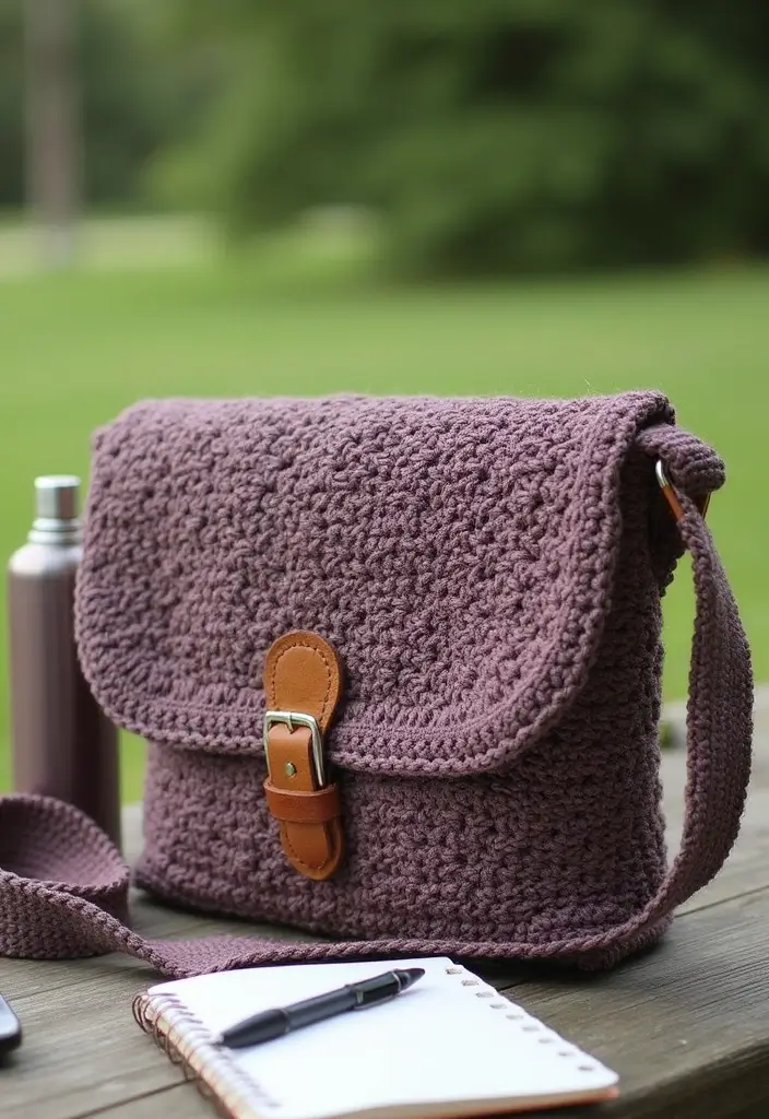 30 Bolsos Crochet Patrones Paso a Paso que Puedes Tejer Fácilmente - 6. Bolso Messenger Práctico