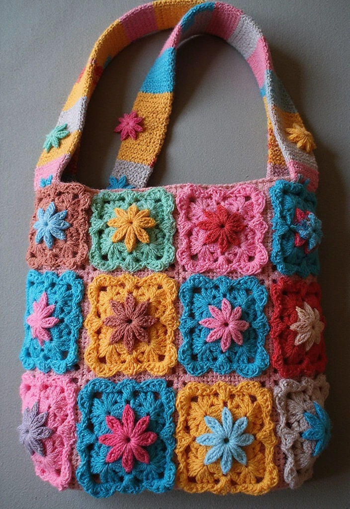 30 Bolsos Crochet Patrones Paso a Paso que Puedes Tejer Fácilmente - 8. Bolso de Crochet con Motivos