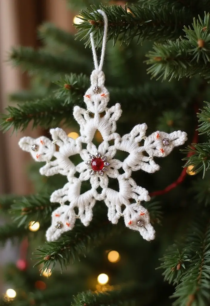 30 Patrones de Crochet de Navidad: Decoraciones y Regalos Festivos - 1. Adorno de Árbol en Forma de Estrella