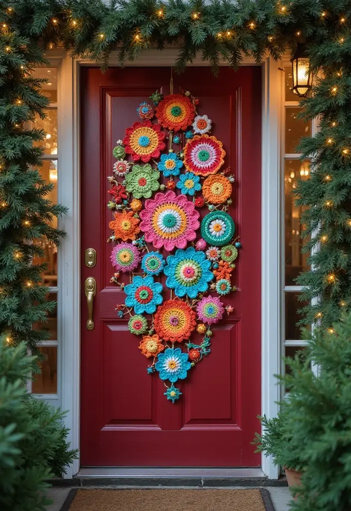 30 Patrones de Crochet de Navidad: Decoraciones y Regalos Festivos - 11. Decoraciones de Puerta de Crochet
