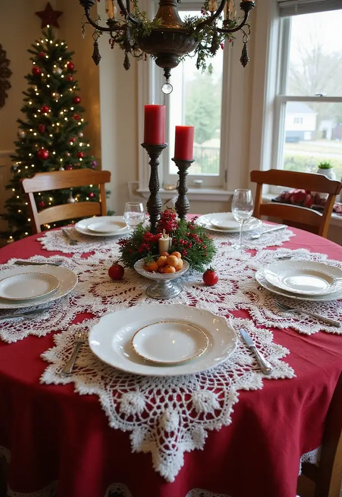 30 Patrones de Crochet de Navidad: Decoraciones y Regalos Festivos - 14. Manteles de Navidad de Crochet