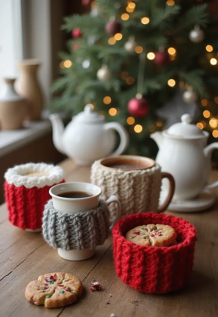30 Patrones de Crochet de Navidad: Decoraciones y Regalos Festivos - 16. Fundas de Tazas de Navidad