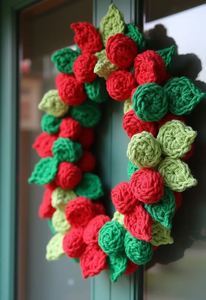 30 Patrones de Crochet de Navidad: Decoraciones y Regalos Festivos - 2. Guirnalda de Crochet Verde y Roja