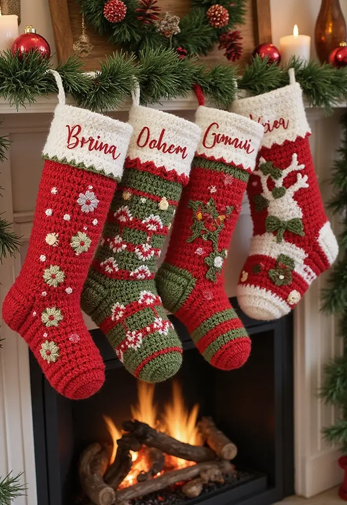 30 Patrones de Crochet de Navidad: Decoraciones y Regalos Festivos - 3. Calcetines Navideños Personalizados